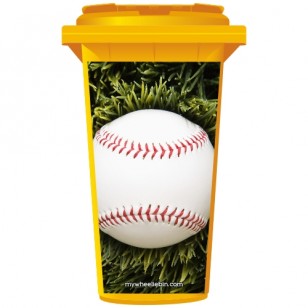 Baseball In Long Grass Wheelie Bin Sticker Panel